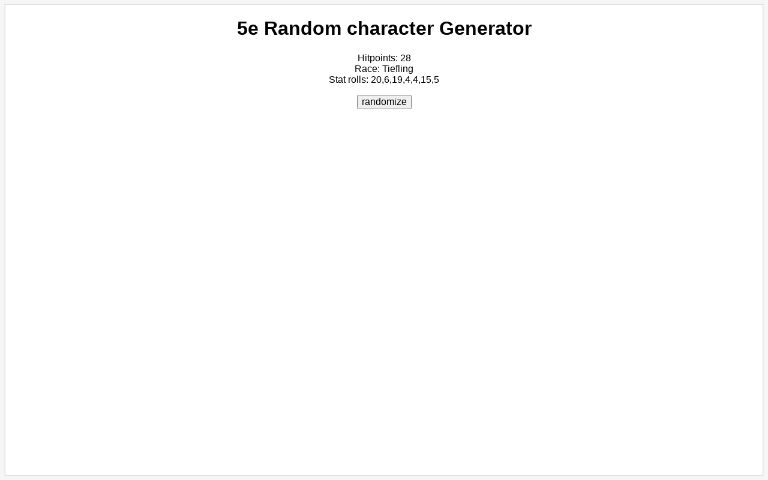 5e Random character Generator