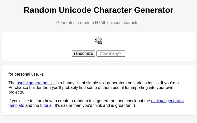 Random Unicode Character Generator