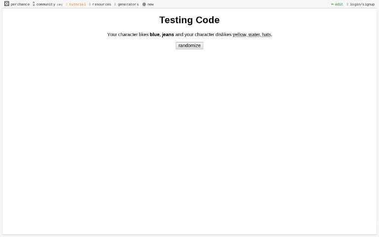Testing Code ― Perchance Generator
