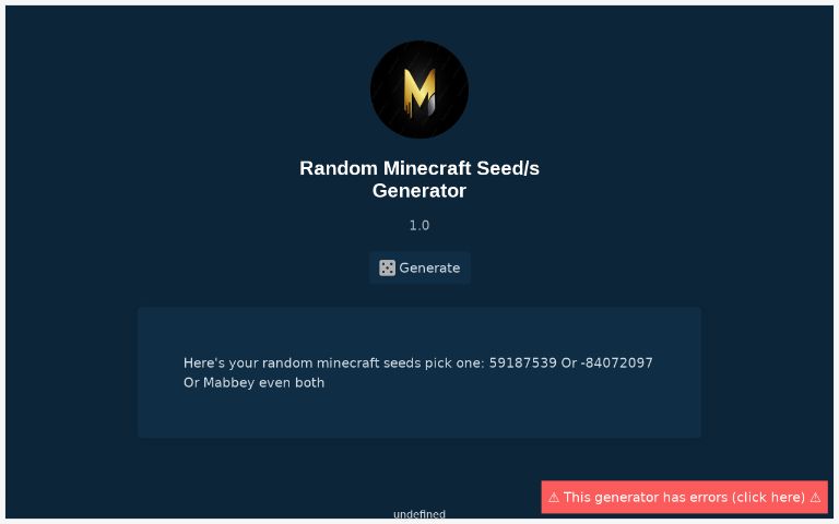 Random Minecraft Seed/s Generator
