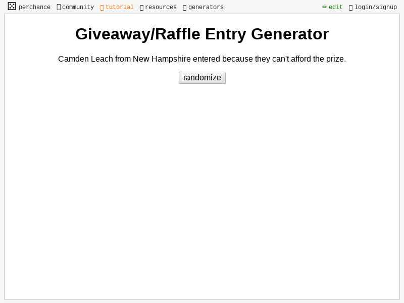 Giveaway/Raffle Entry Generator