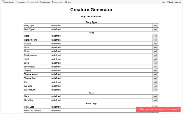 Creature Generator