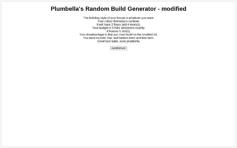 Plumbella's Random Build Generator - modified