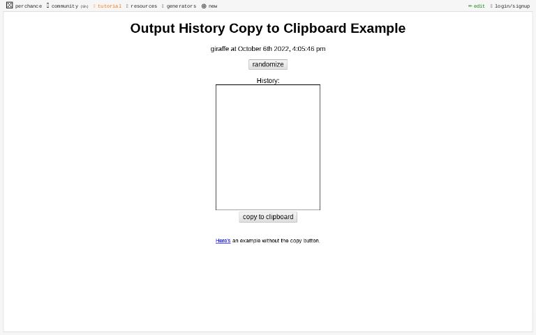 Output History Copy to Clipboard Example ― Perchance Generator
