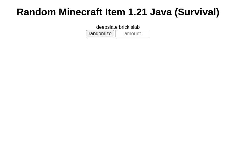 Random Minecraft Item 1.21 Java (Survival) ― Perchance Generator