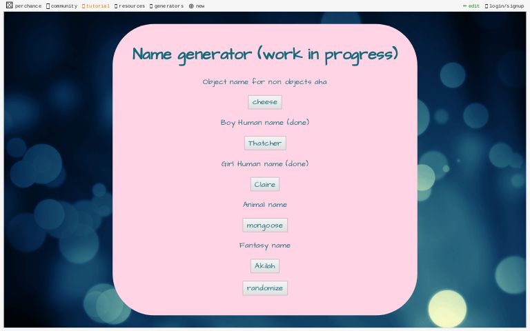 Name generator work in progress 