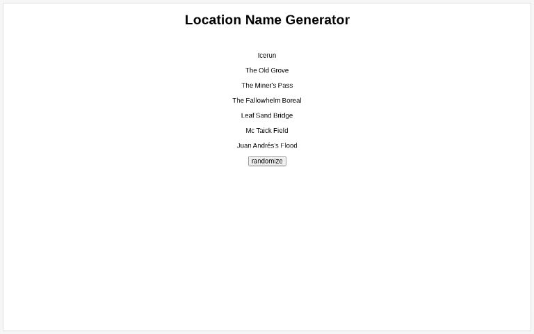 Town Location Name Generator