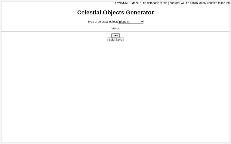 Celestial Objects Generator