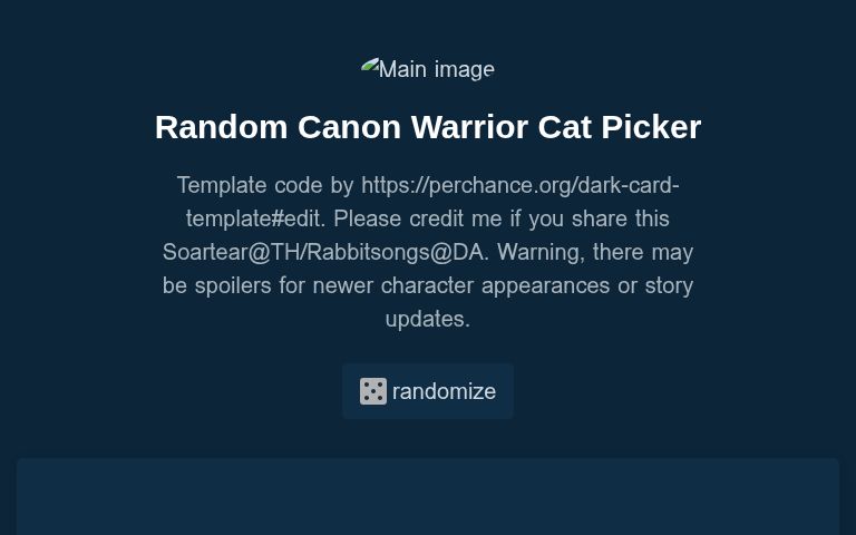 Random Canon Warrior Cat Picker ― Perchance Generator