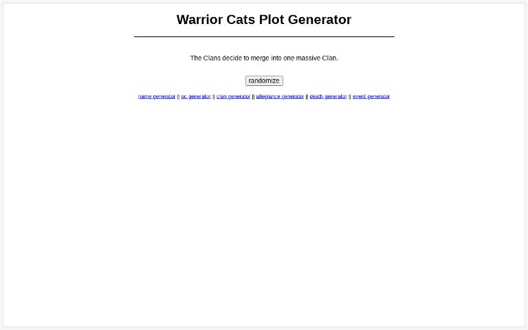 Warrior Cats Plot Generator