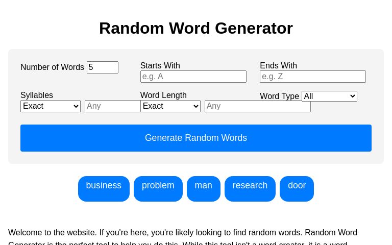 Random Word Generator