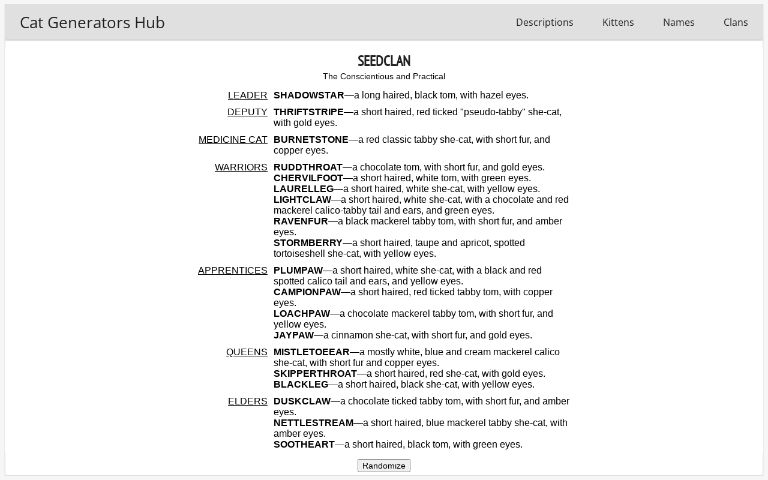Warrior Cat Clan Generator