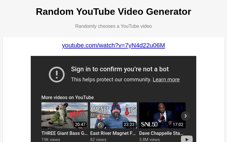 Random YouTube Video Generator
