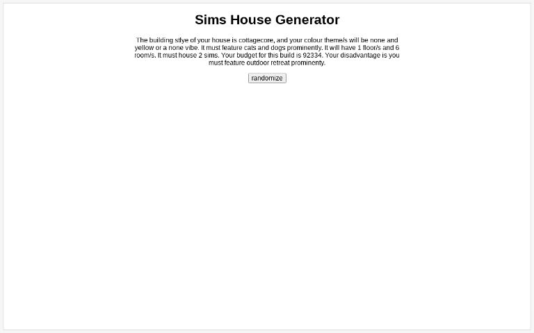 Sims House Generator