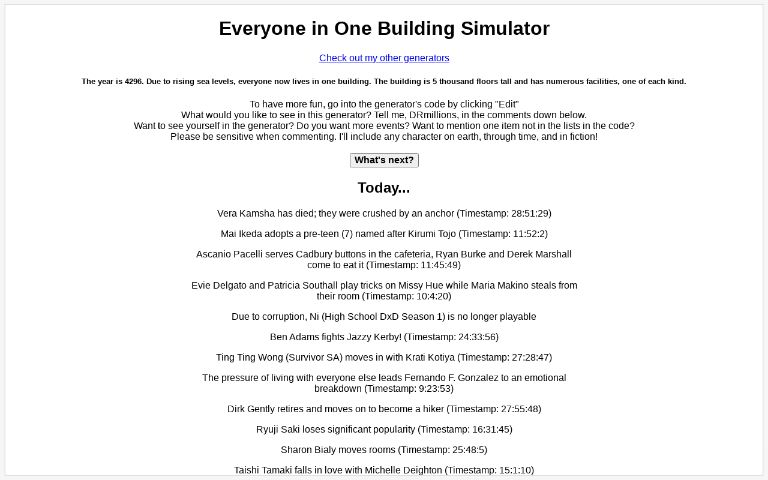 Everyone in One Building Simulator ― Perchance Generator