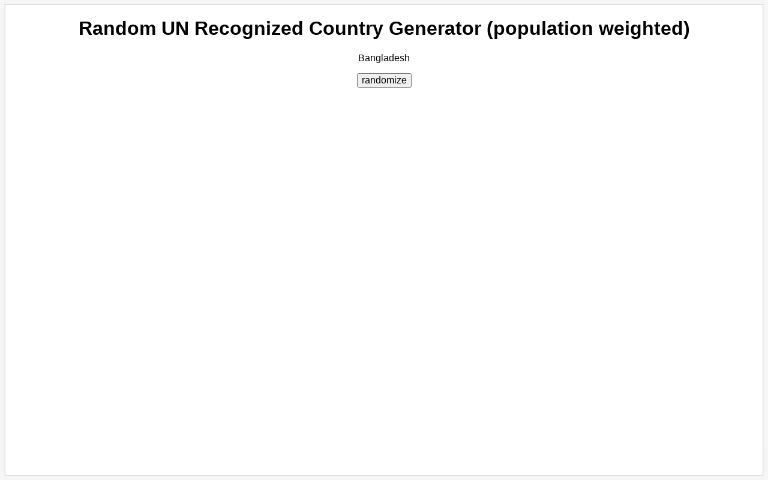 random-un-recognized-country-generator-population-weighted