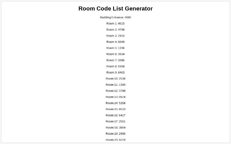 room-code-list-generator