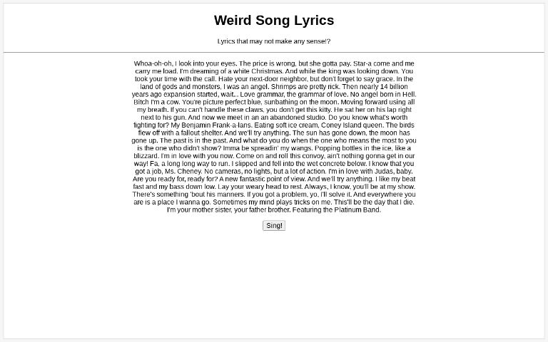 weird-song-lyrics-perchance-generator