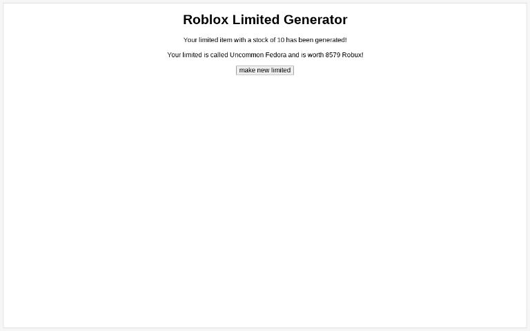 Roblox Limited Items Stock