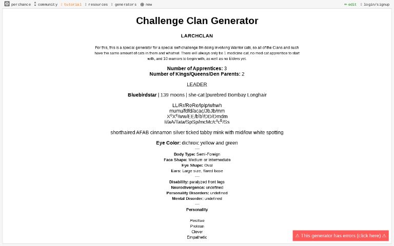 Challenge Clan Generator