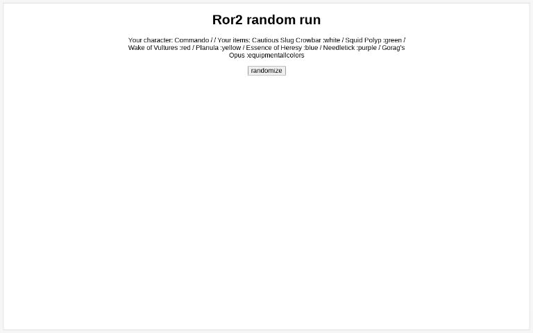 Ror2 random run ― Perchance Generator