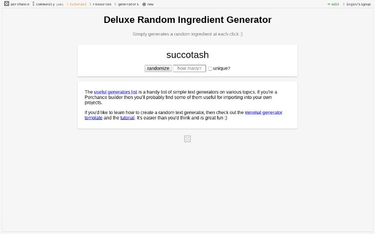 Random Ingredient Generator Wheel