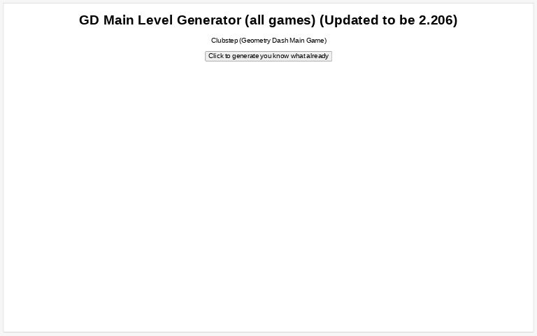 GD Main Level Generator (all games) (Updated to be 2.206)