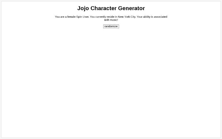 Jojo Character Generator ― Perchance