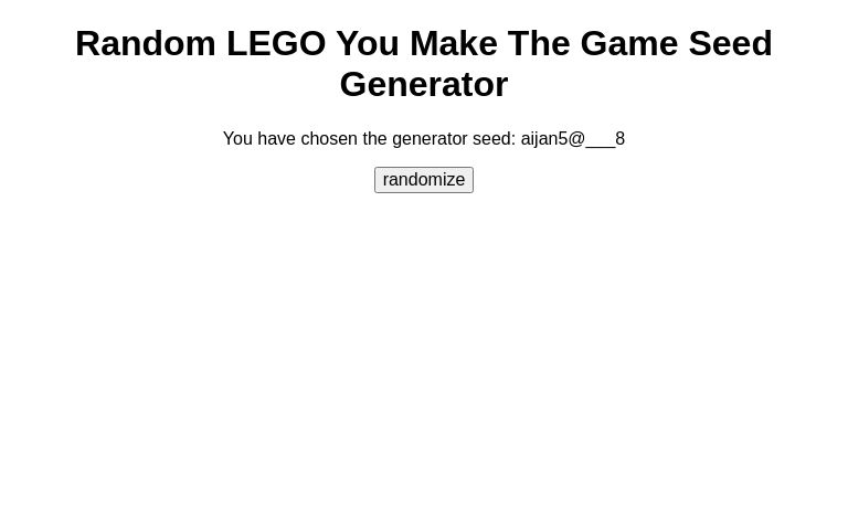 Random LEGO You Make The Game Seed Generator