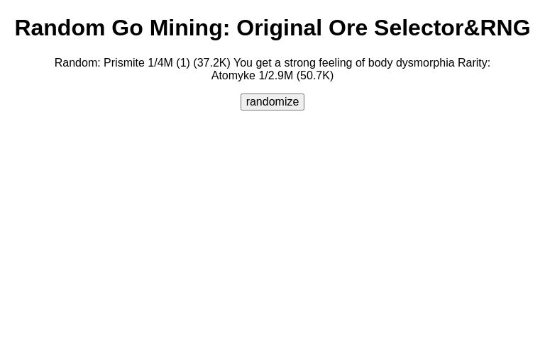 Random Go Mining: Original Ore Selector&RNG ― Perchance Generator