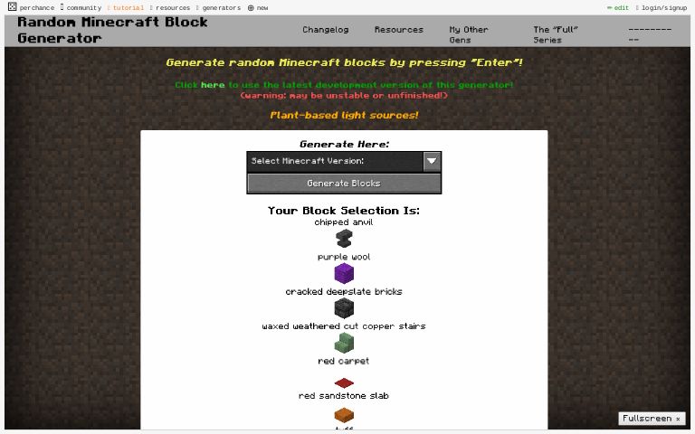 Minecraft Random Block Generator