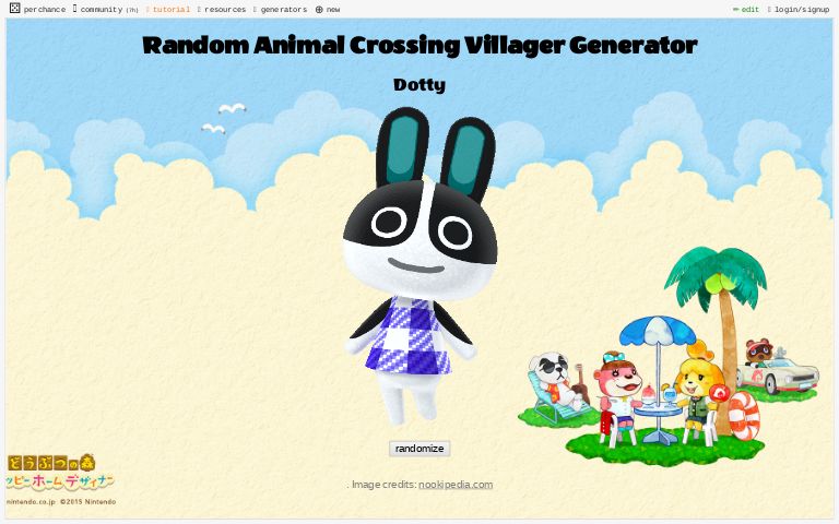 Random Animal Crossing Villager Generator ― Perchance