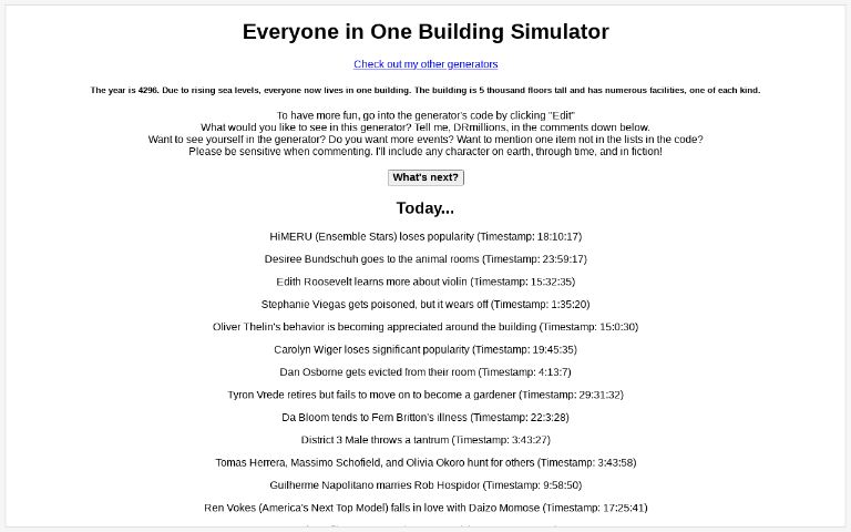 Everyone in One Building Simulator ― Perchance Generator