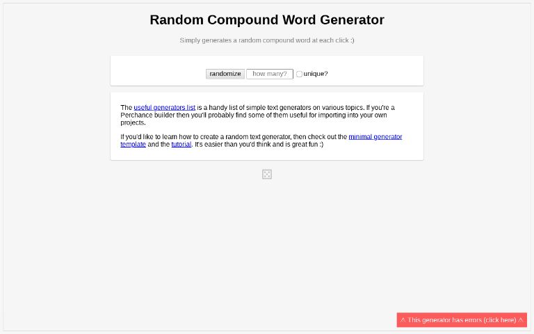 Random Compound Word Generator Perchance