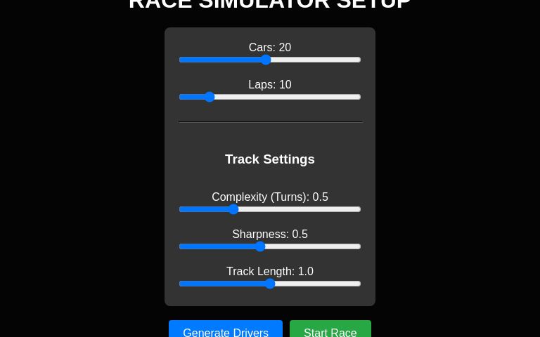 RACE SIMULATOR SETUP ― Perchance Generator