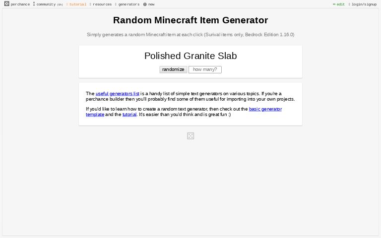 Random Minecraft Item Generator