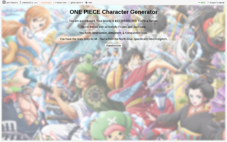 ONE PIECE Character Generator ― Perchance