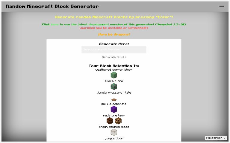 Minecraft Random Block Generator