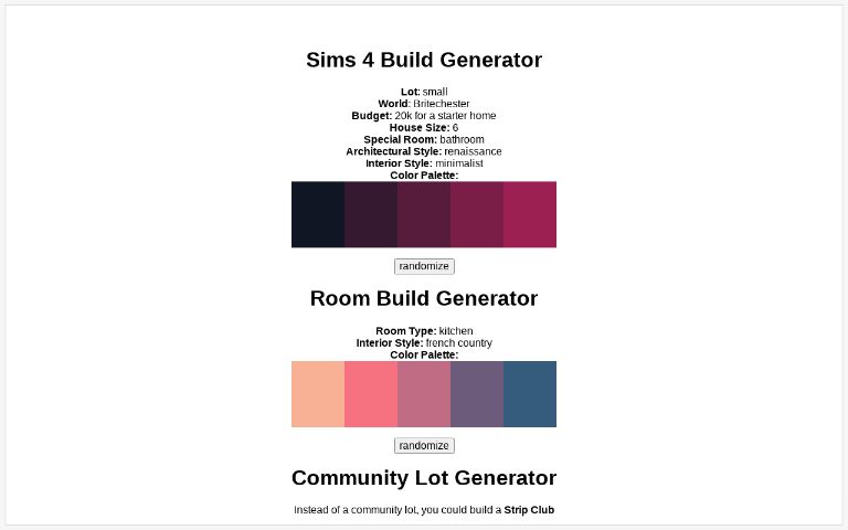 Sims 4 Build Generator
