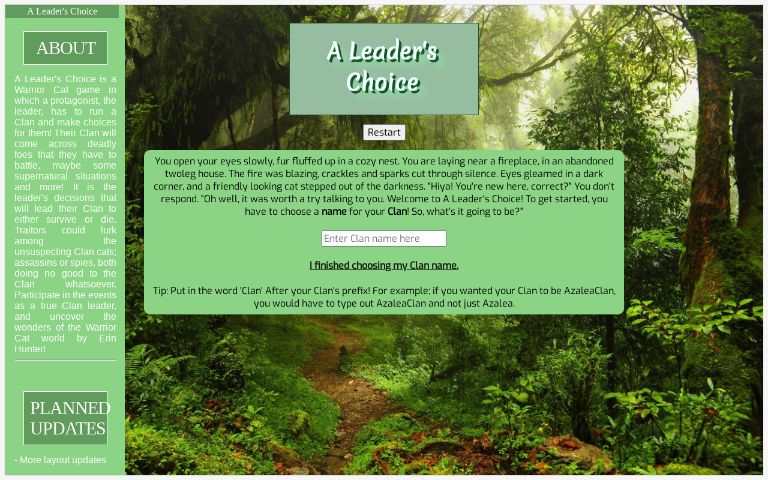 A Leader s Choice Perchance Generator
