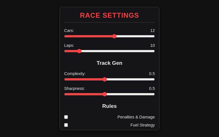 Race Settings ― Perchance Generator