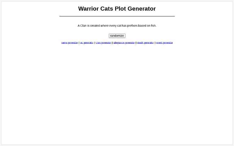 Warrior Cats Plot Generator