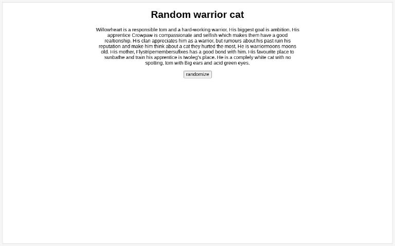 Random warrior cat ― Perchance Generator