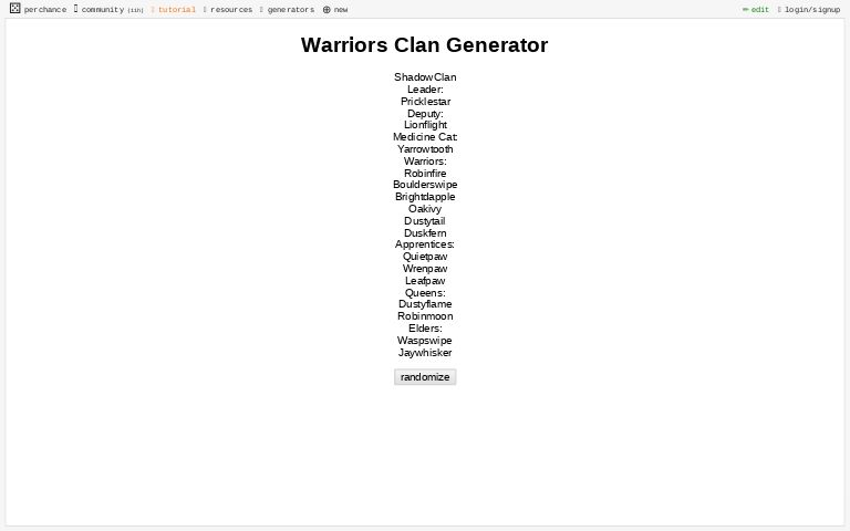 Warriors Clan Generator