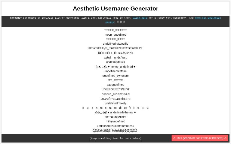 Aesthetic Username Generator ― Perchance