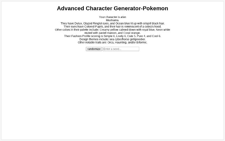 Advanced Character Generator-Pokemon