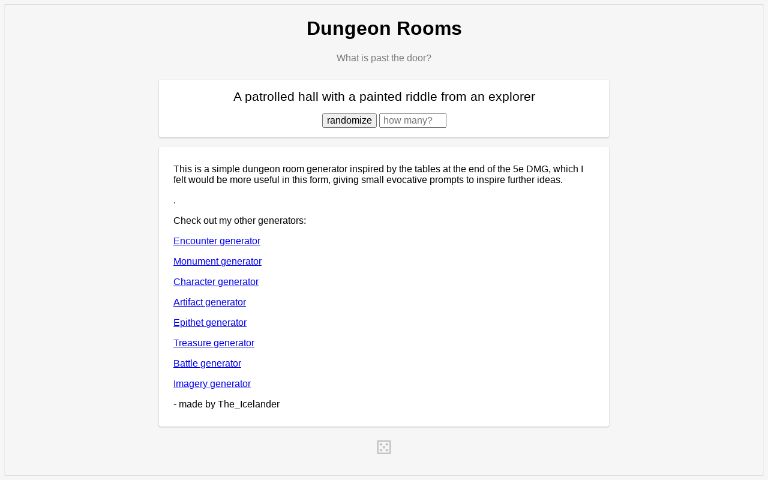 Dungeon Rooms ― Perchance Generator