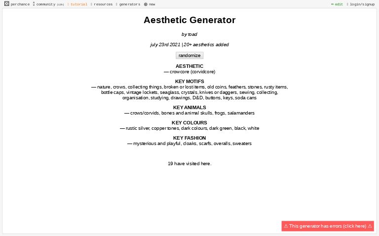 Aesthetic Generator Perchance