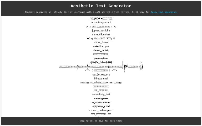 Aesthetic Text Generator ― Perchance