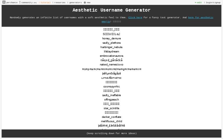 Aesthetic Username Generator Perchance Org